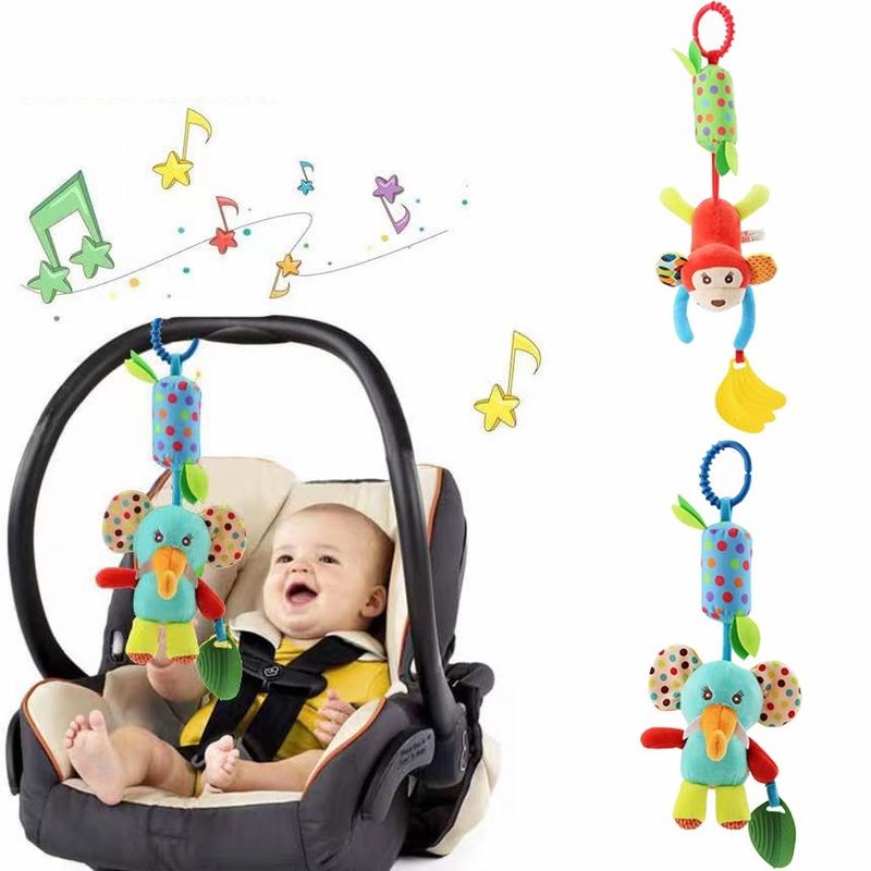 Baby Kids Rattles Toys Stroller Pram Crib Hanging Soft Plush Toys Animal Clip Bells Toys,Wind chimes baby stroller pendant newborn 0-3 years old baby toys 2