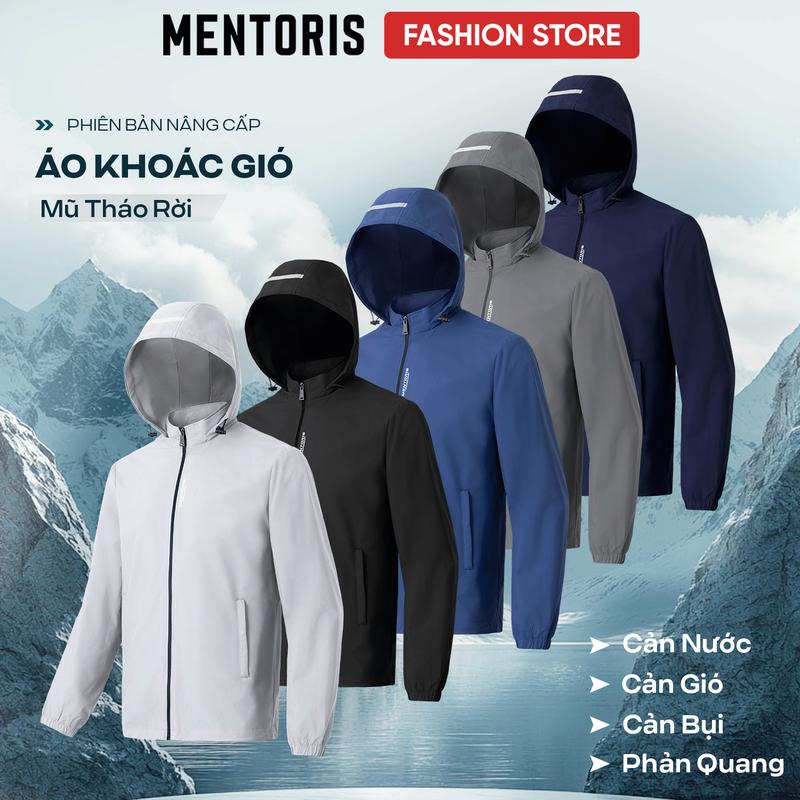 MENTORIS M Áo Khoác Gió Nam 2 Lớp Mentoris Giữ Ấm Tốt, Cản Gió Chống Bụi Chống Nước, Mũ Tháo Rời, Họa Tiết Phản Quang MAG01
