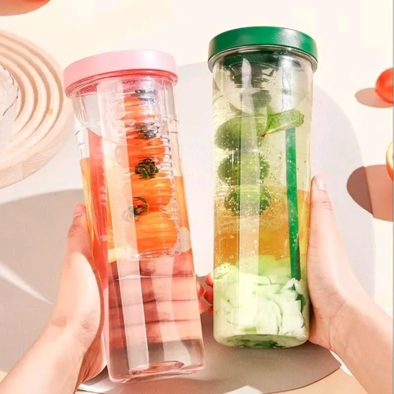 BOTOL MINUM TUMBLER ANAK Transparan Infused Water Sedotan Lipat Botol