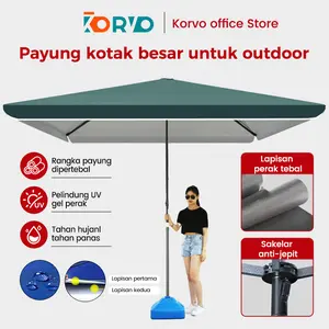 Payung Kotak 200x200cm/ Payung Pantai Segi Polos /Anti Uv 200cm/ Payung Cafe / Payung Tenda Polos Anti Uv 200cm Payung Jualan/Payung Tenda 200 cm Jualan Double layer Tenda cafe jualan Payung tenda