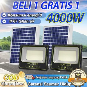 [Beli 1 Gatis 1]  LEEGO Lampu tenaga surya 4000W lampu solar cell lampu outdoor IP67 Tahan air LED Lampu sorot Emergency Super terang tahan lama 24H Lampu tenaga matahari 50X Bright MAX