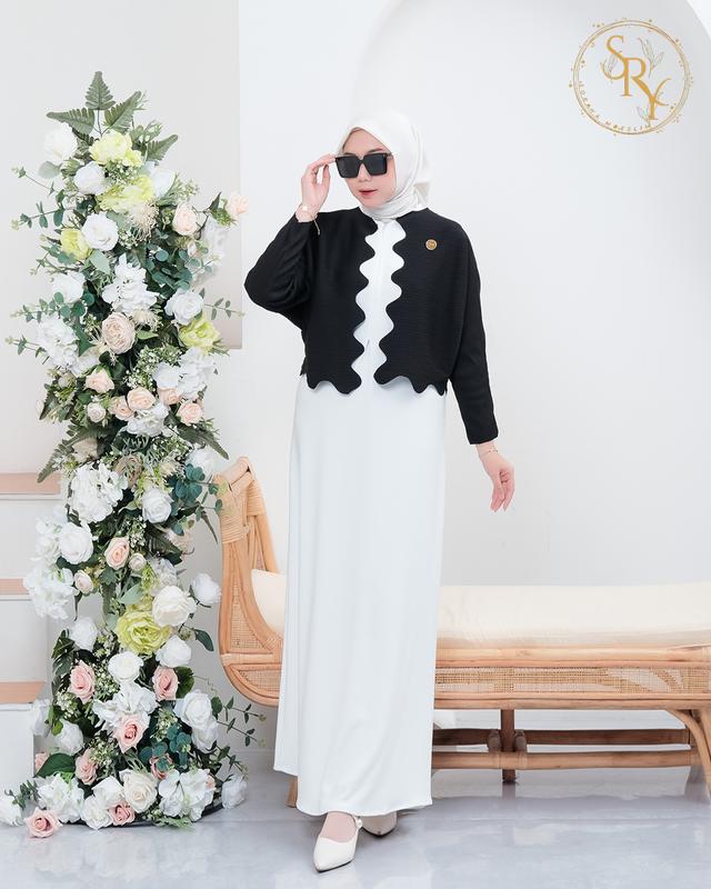 Soraya Moeslim Cardi Azura Mix Inner Premium Dress mewah Wanita Dewasa Remaja Pesta Lebaran Cardigan Muslim waffle Santai Kardigan Outer Panjang Casual Kondangan Baju 6