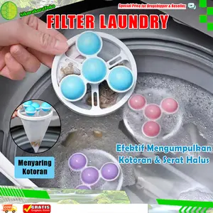 (SKR) Laundry Ball Filter Mesin Cuci - Bola Putar Kantong Penyaring Rambut Bulu Halus Saringan Cuci