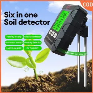 Alat Pengukur Kelembapan Suhu dan pH Tanah Meter Detektor 6-in-1 untuk Penggunaan Anda dengan Fitur Fertility Testing dan Acid Base Detection