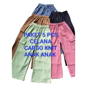 PAKET 5 PCS CELANA CARGO KNIT ANAK //PEREMPUAN 2 - 12 THN Cewek Kids
