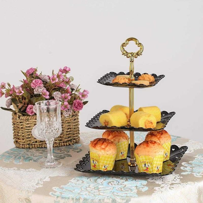 Rak Kue Susun 3 Tingkat tempat diseert piring makanan kecil Detachable Plate Cake Stand Display 6