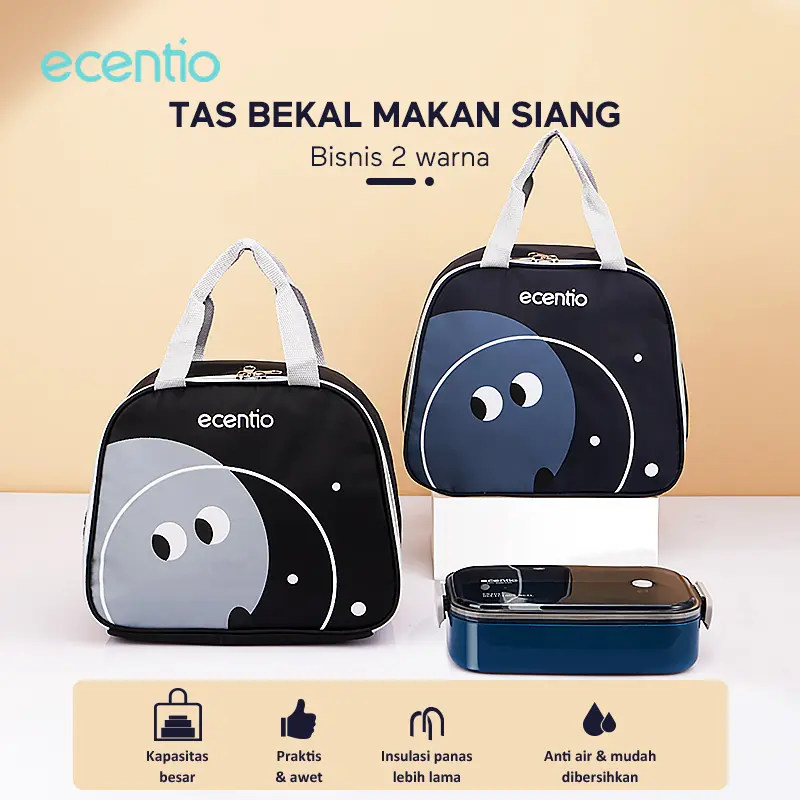 ecentio kotak bekal anti tumpah kotak tempat bekal 1200ml+500ml+Lunch Bag Kitchenware 8