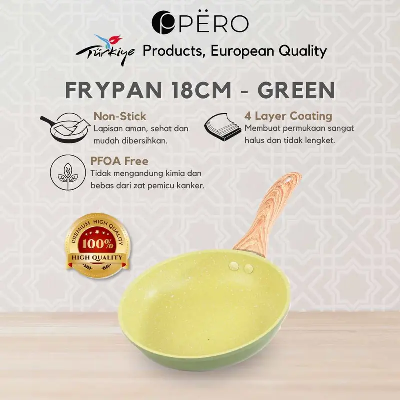 [Exclusive Jordi Onsu] Pero Frypan 18cm Nonstick Granite Wooden Handle/ Wajan Tanpa Minyak 0