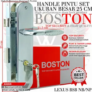 Boston Handle Set Pintu Ukuran Besar 25cm & Medium 20cm Gagang Bulat Chrome Kualitas Terjamin untuk Rumah & Kantor