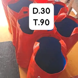 Tempat Sampah Organik Bahan Terpal Merah Dengan Desain Tangan Superhero