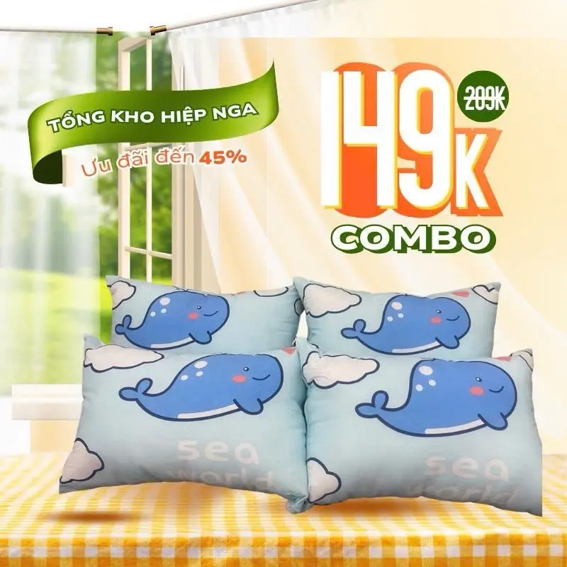 Combo 4 ruột gối đầu cao cấp nhiều màu. Kích thước 45x65cm. Bông gòn kháng khuẩn