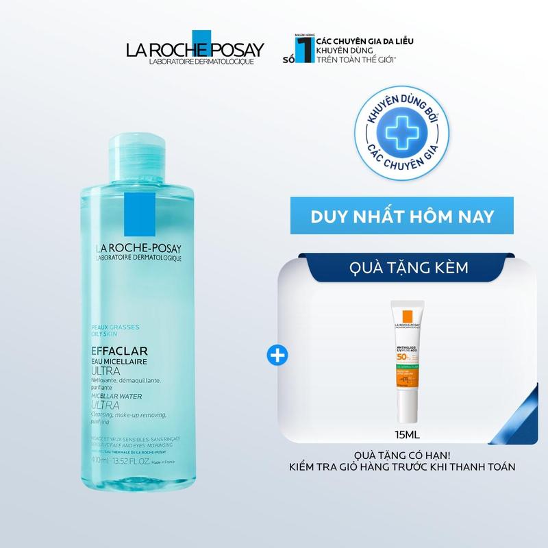  Nước làm sạch sâu và tẩy trang dành cho da dầu Effaclar Micellar Water 400ml 
