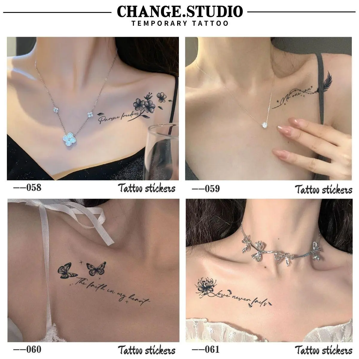 English Phrase for Collarbone Tattoo, Temporary Tattoo Lasts 15 Days Waterproof and Scratch Resistant, Tattoo Sticker