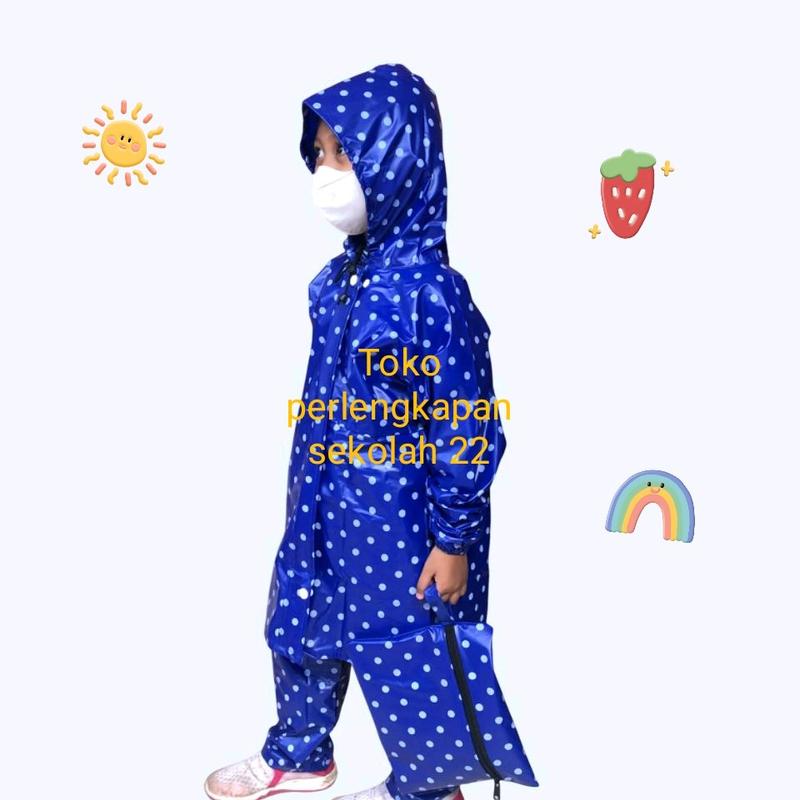 jas hujan anak laki² dan perempuan usia 4 sampai 10thn motip pulkadot lucu tebal dan bagus 6