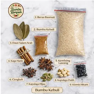 PROMO!! Paket Bumbu Nasi kebuli Instant + Beras Basmati 1 KG Bonus Kismis Hitam Arabian Food Rice