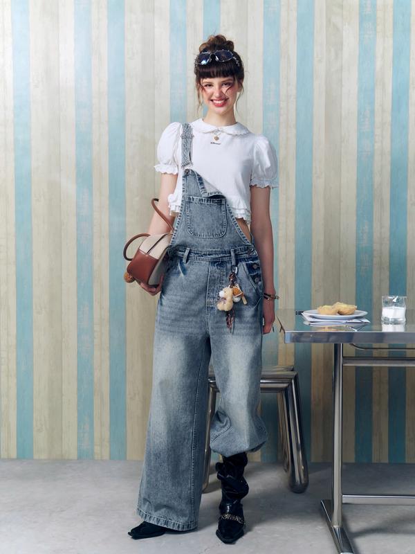 Remmus - Yếm jeans dài suông cách điệu women