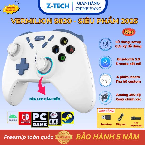   Tặng Kẹp Điện Thoại  Tay Cầm Chơi Điện Tử Vermilion S820 - PS5 P4 Plus T28 Chơi FO4 Kết Nối Với Mọi Loại Thiết Bị Android IOS Laptop PC TV PS4,... Kết Nối Bluetooth Không Thời Gian Trễ Analog 360độ Pin Trâu Độ Rung Kép. joystick grips 