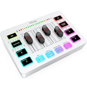 FIFINE SC3 ゲーミングオーディオミキサー 4ch/XLR/RGB搭載 PC/PS5/PS4対応 ボイスチェンジャー&カスタム効果音 配信・実況・ポッドキャスト最適 オーディオインターフェース内蔵 ブラック/ホワイト AmpliGame SC3