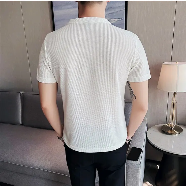kaos V Neck waffle pria Terlaris / Kaos V Neck waffle pria Lengan pendek / baju Kaos V Neck waffle pria Terbaru / Kaos Waffle pria premium / Kaos knit waffle 3