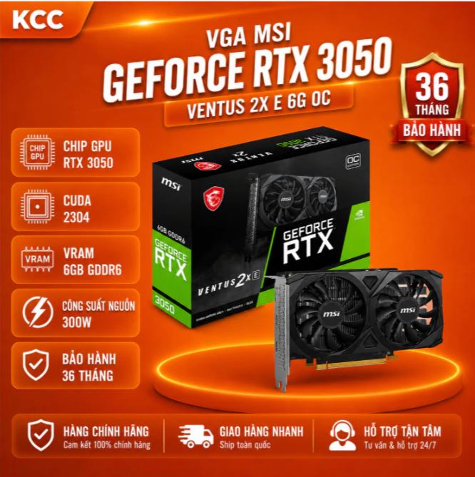VGA MSI GeForce RTX 3050 VENTUS 2X E 6G OC – Card đồ họa mạnh mẽ cho PC gaming Full HD