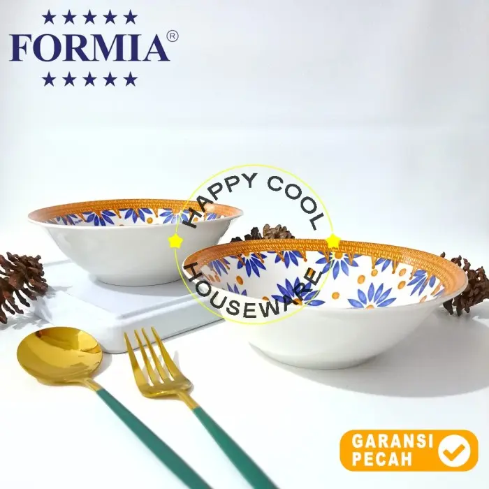 FORMIA 1pcs 9inch DAISY BLUE Bowl Keramik Mangkok Makan Jumbo 23cm