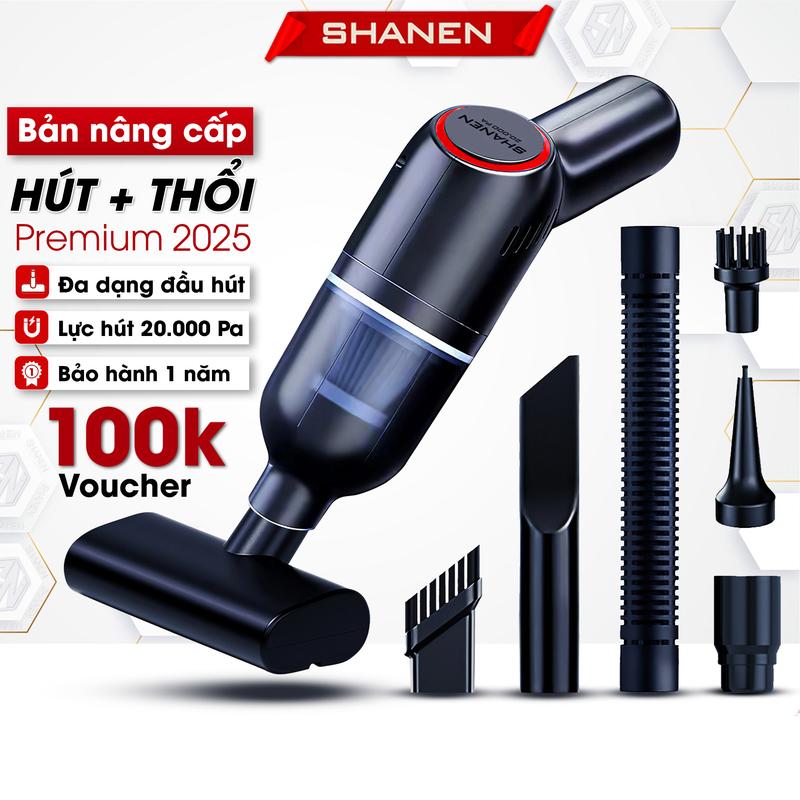 Máy hút bụi cầm tay mini không dây SHANEN, công suất 120w, lực hút 20000Pa, Bảo hành 12 tháng