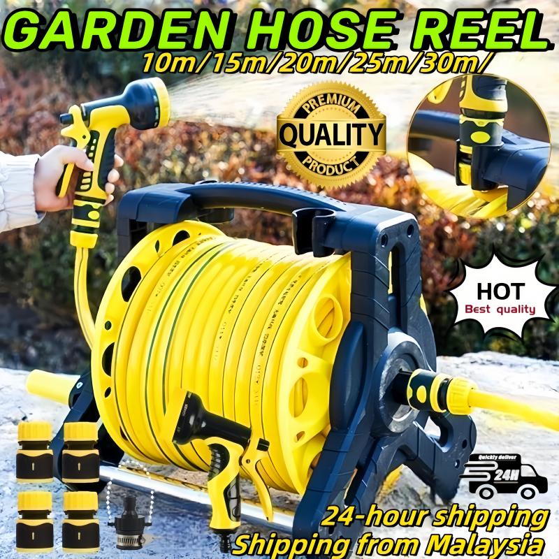 Garden Retractable Water Hose Reel Roll Storage Rack Portabl - TikTok ...