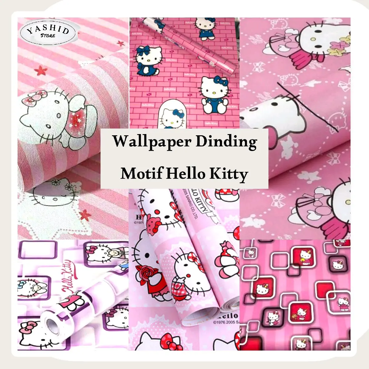 Wallpaper Dinding Motif Hello Kitty Pvc Kertas Stiker