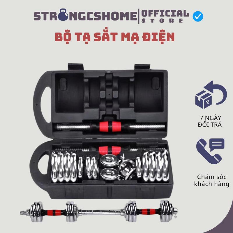Bộ tạ 10kg 15kg 20kg 30kg 40kg 50kg sắt mạ điện Bộ tạ tay tập gym kết hợp tạ đòn đẩy tập tại nhà có thể điều chỉnh trọng lượng bộ tạ sp124