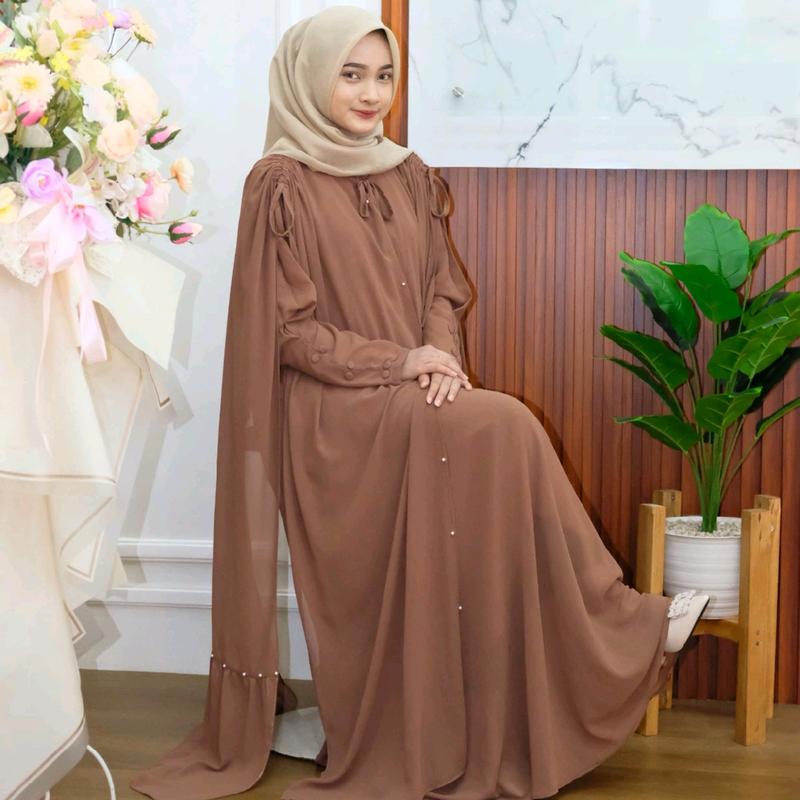Anum Premium Series Shafira Set Abaya Matt.Ceruty Armany Cocok untuk Kondangan dan Syar'i - Muslim Gamis Lembut Mewah Outer Mutiara 9