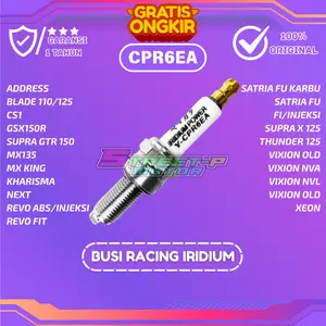 BUSI RACING SUPER IRIDIUM CPR6EA VIXION,SATRIA FU,MX,MX KING,KHARISMA,SUPRA X 125,CS1 Blade Asli Gas Logam Kendaraan Mesin motor