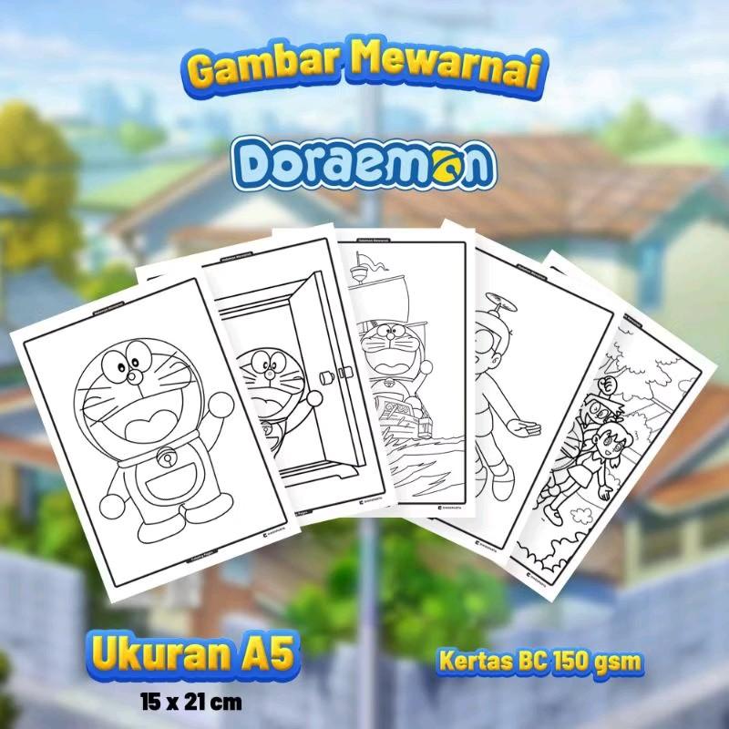 (20 pcs) gambar mewarnai doraemom, gambar mewarnai anak art toys 0