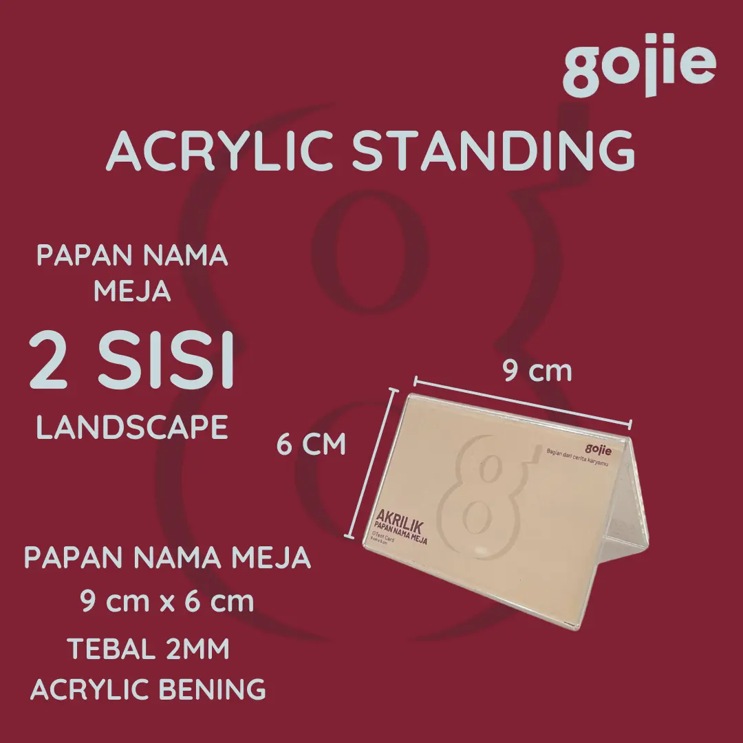 STAND KARTU NAMA AKRILIK | PAPAN NAMA MEJA 9X6 2 SISI LANDSCAPE | MIN PEMBELIAN 2PCS