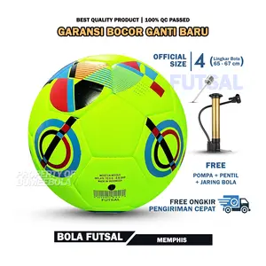 BOLA FUTSAL Memphis | Bola Futsal Size 4 | Bahan Premium Jahit Mesin | Paket Pompa Pentil Jaring | Futsal Ball
