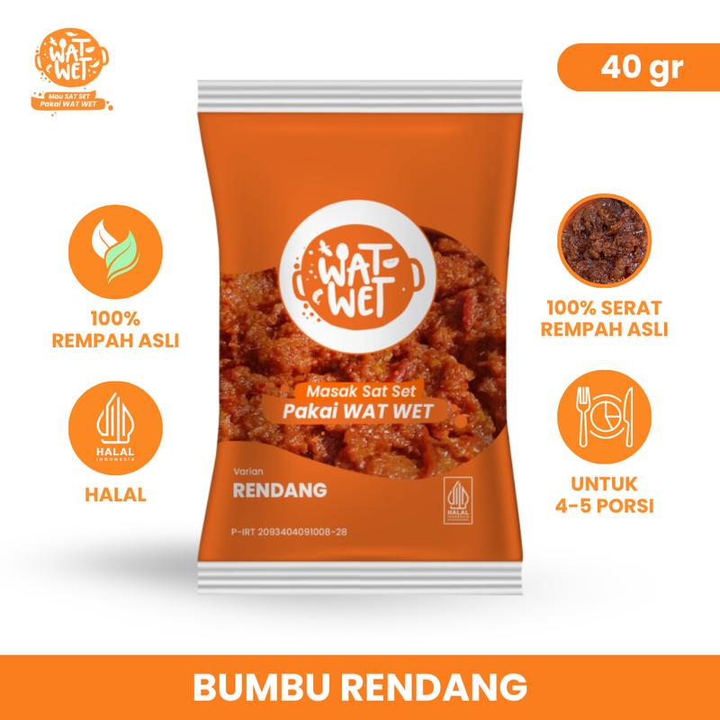 WAT WET - Bumbu Rendang 40gr | 100% Rempah Asli, Halal, Praktis & Lezat 1