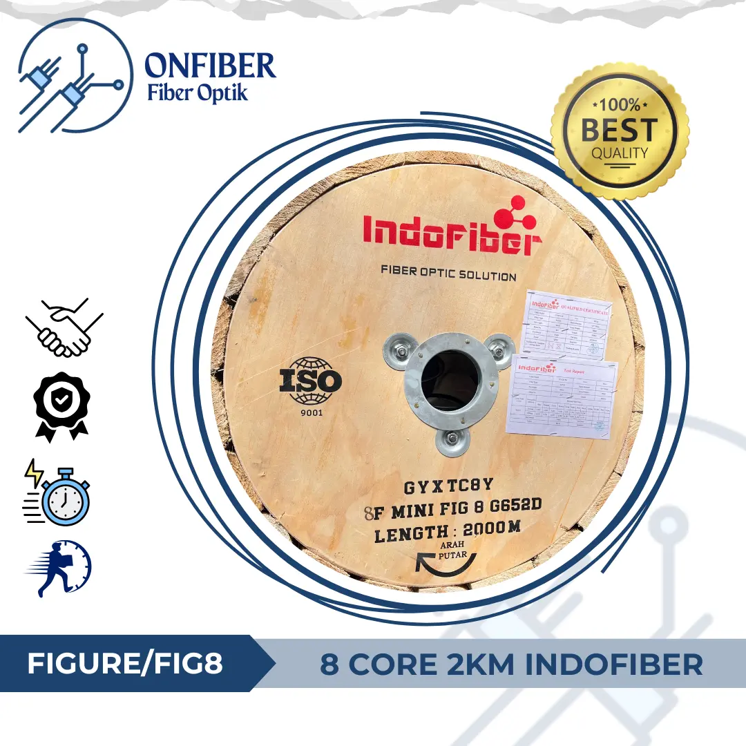 KU MINI 8C FIG8 [2KM] INDOFIBER | Kabel Udara 8Core Fig8 2000M Merk Indofiber