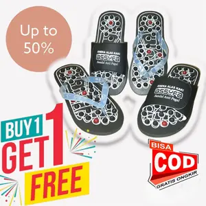 Sandal rematik PRIA WANITA Sandal Kesehatan Black Editions Model Selop dan jepit karet sendal Buyone Getone Shoes slippers men