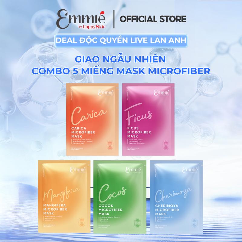 [Chỉ có trong live Lan Anh] Combo mix 5 miếng đủ màu Mặt nạ Microfiber Emmie By Happyskin