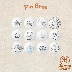 Medium | Pin Bros 44mm Motif Karakter Lucu & Imut | Aksesoris Tas & Pakaian Plastik Clips