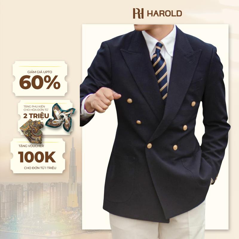 Áo Blazer Nam Cao Cấp Harold Roma Seersucker 6x1 - Áo Vest Công Sở, Đi Tiệc 2 Hàng Khuy Thiết Kế Sang Trọng, Vải Thoáng Mát, Chống Nhăn, Độ Bền Cao, Đứng Form Slimfit - Hàng Cao Cấp Menswear Menswear