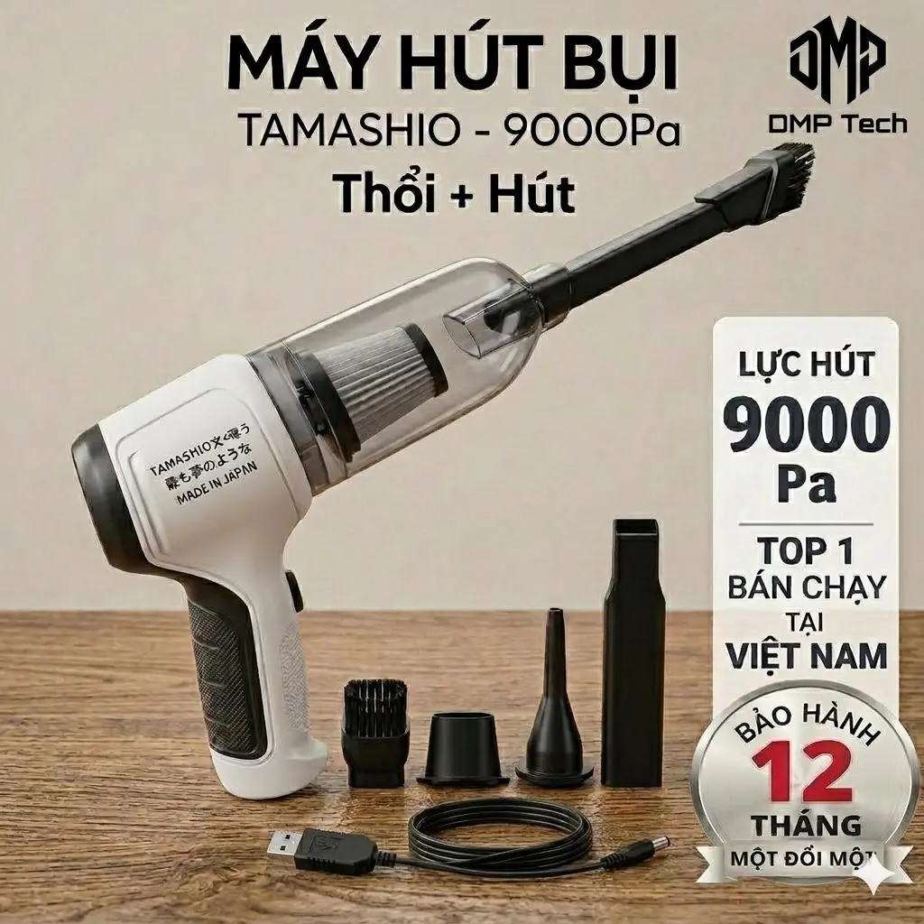 [ Hàng Loại 1 ] Máy Hút Bụi Cầm Tay TAMASHIO Không Dây Nhật Bản, Hút Giường Nệm, Lông Chó Mèo, Máy Hút Bụi Ô Tô Làm Sạch