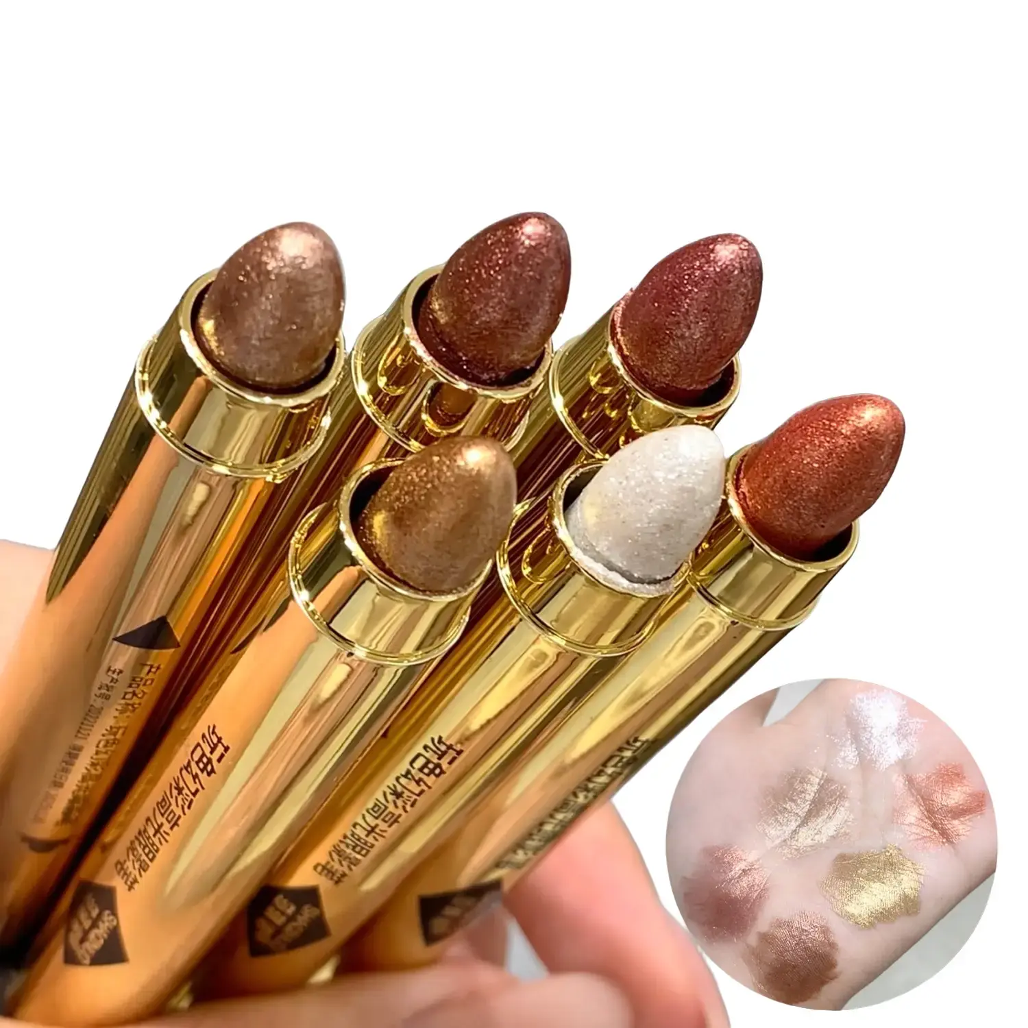 SHAQINUO high-gloss eyeshadow pen pearlescent matte fine glitter brightening waterproof and sweat-proof, a touch of forming aegyo saliva double head Makeup Cosmetic Glossy