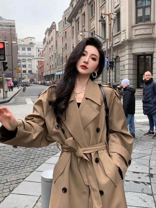    26809 Live  Áo Khoác Ngoài Kaki Mangto Nữ Dáng Dài Cổ Bẻ Dày Dặn 2 Lớp Kiểu Công Sở Sang Chảnh Đi Chơi Đi Làm 