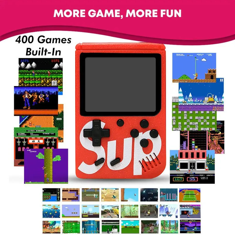 400 IN 1 Game Retro Klasik Layar Portabel Konsol 3 Inci dengan Remote untuk Gameboy Pemain Ganda Gamepad Black 7