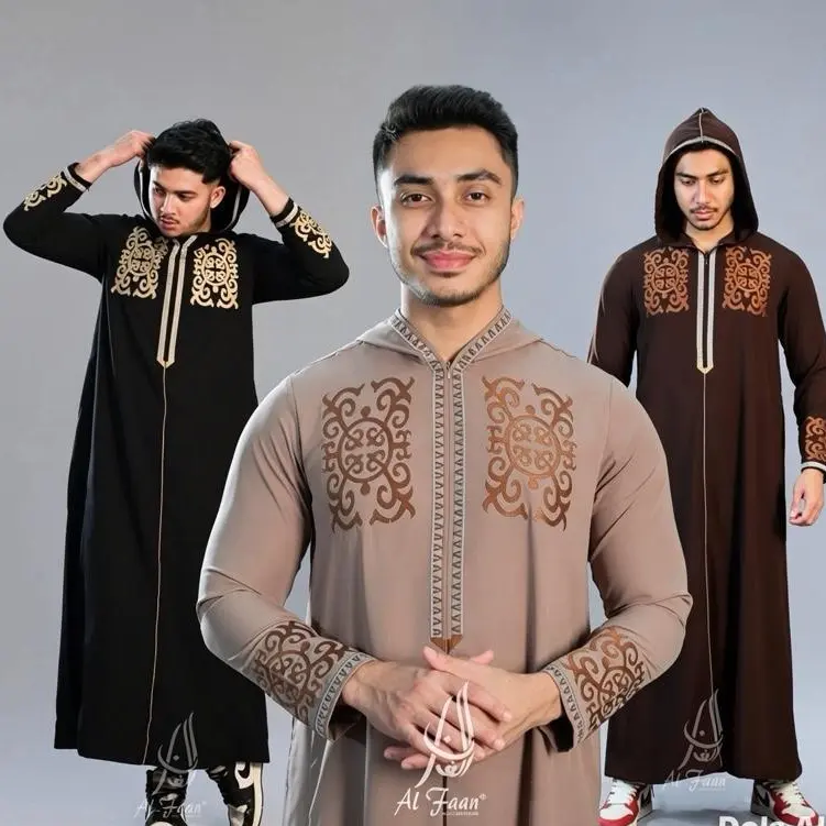 Jubah hoodi slimfit BIN ALI Jubah Gamis hoodi pria Slimfit  bordir Jubbah Gamis pria kupluk Mewah Model Terbaru Al faan jubah jubah mewah bordir jubah pria muslim Alzan