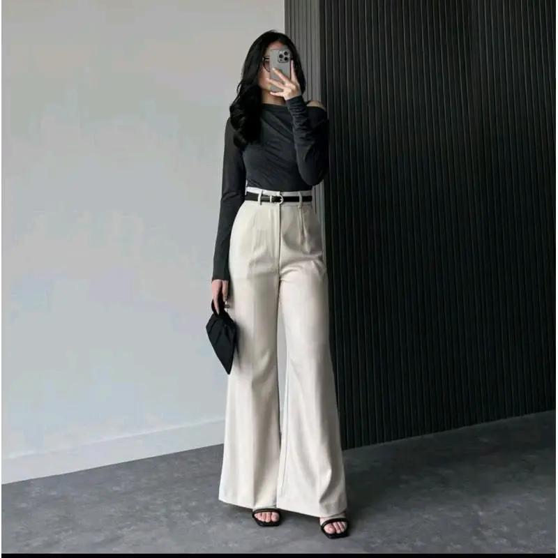 (Buy 1 get 1) Hawaness X Rachun.belanjamurah - ETTA PANTS Semi Flared Pants