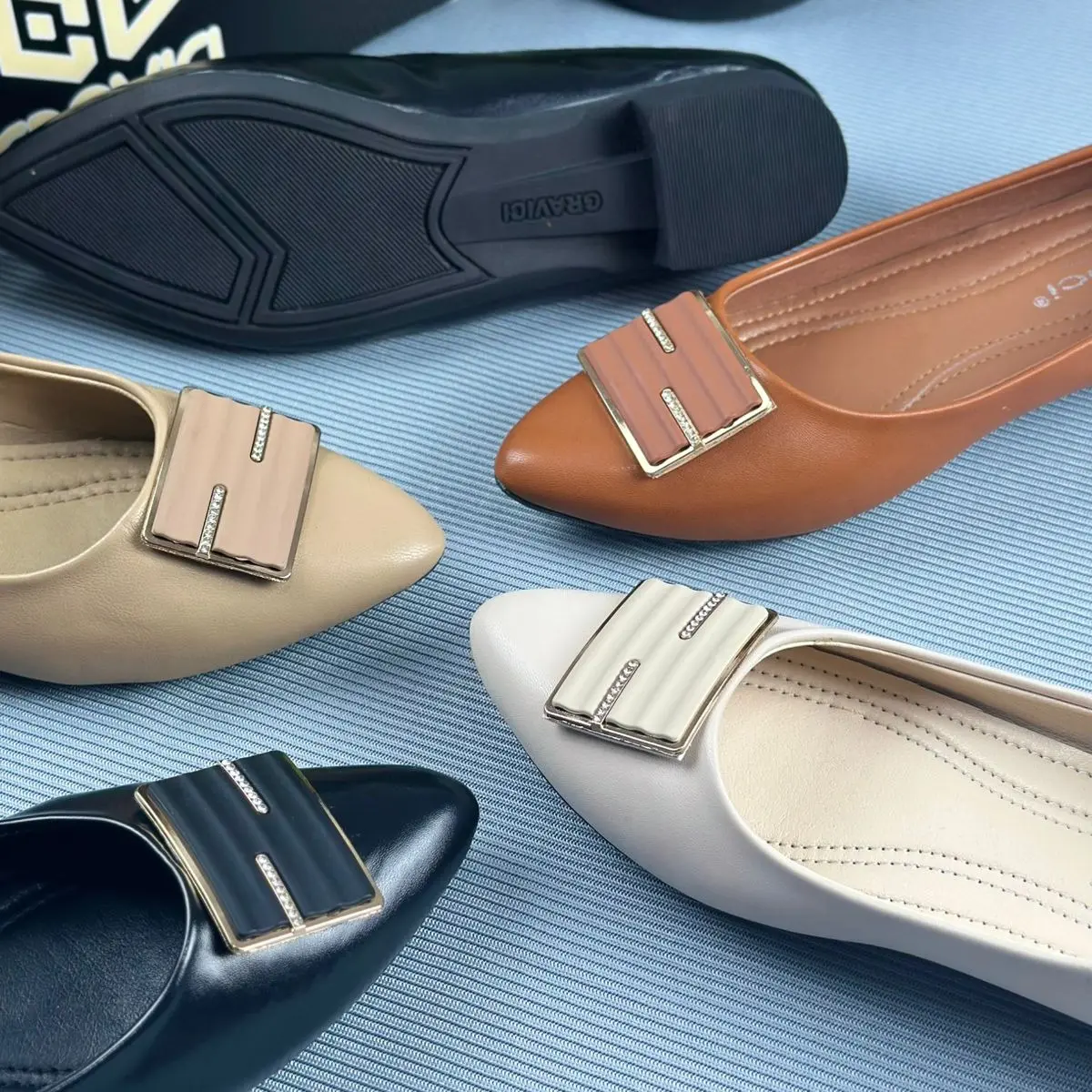 GRAVICI - Sepatu Slip On Mules Wanita Bahan Sintetis Import PO-31 Flat Shoes Kerja Hitam flatshoes Selop wedges hils antiselip mule & clog Sendal