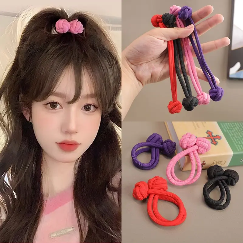 Dây Buộc Tóc Thắt Nút, Bền Đàn Hồi Cao, Phong Cách Pastel Hàn Quốc, Thích Hợp Cho Tóc Đuôi Ngựa Cao, Cô Gái Ngọt Ngào, Không Làm Hại Tóc, Dây Cao Su, Dây Buộc Tóc, Phụ Kiện Tóc