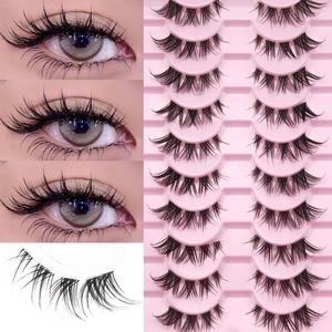 10 pares de pestañas postizas naturales y finas, banda transparente invisible, reutilizables, fáciles para principiantes, pestañas 3D para maquillaje de ojos