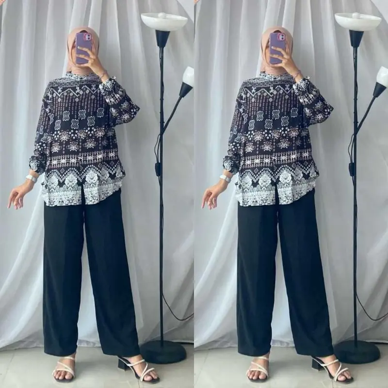 Setelan Rayon Mix Crinkle Terbaru Model Kekinian / One Set Motif 2